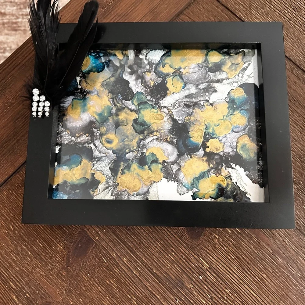 Hand Crafted Black and Gold Decorative vanity accent Tray
